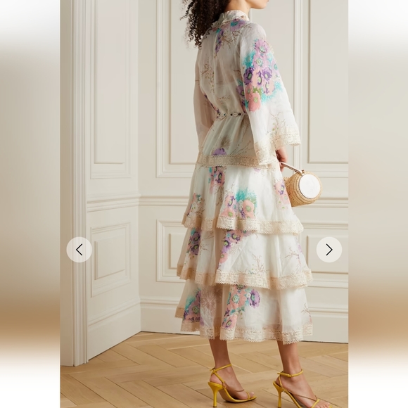 Zimmermann Jude Tiered Crocheted Cotton-Trimmed Ramie Midi Dress - Picture 2 of 7